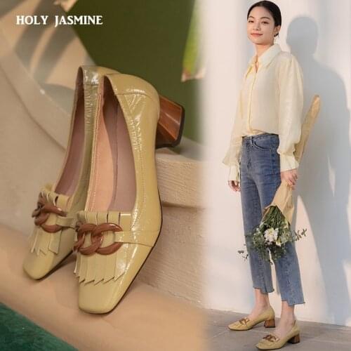 Shallow Shoes for Women 2021 Spring Newest Genuine Leather High Heels Pumps Female Classic Working Basic Women Shoes Party Shoes