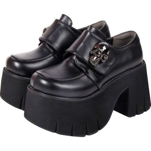 Angelic imprint New woman girl lolita Gothic cosplay punk shoes lady high heels wedges Pumps women dress party shoes skull 33-47