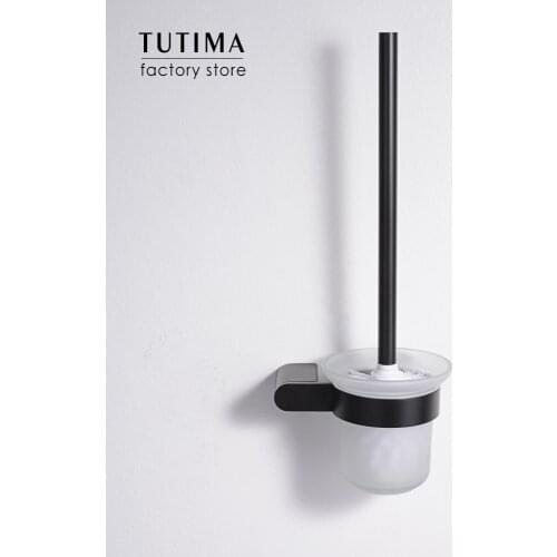 Tutima 304 Stainless Steel Toilet Brush Holder Matte Black Wall Mounted, Toilet Bowl Brush Holder for Bathroom Cleaning Kit