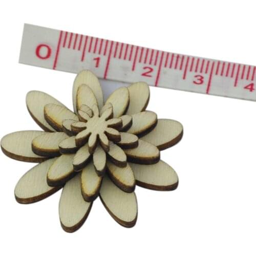Pack of 50 Mixed Size Wooden Flower Wood Shape Embellishments for Cardmaking Scrapbooking Craft DIY