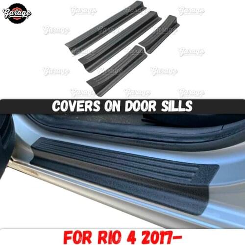 Guard covers on door sills for Kia Rio 4 2017- ABS plastic pads accessories protective plates scratches car styling tuning