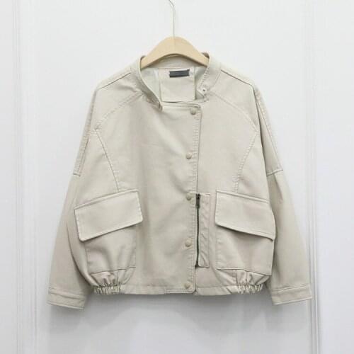 New Arrival Girls Loose Thin Korean Casual Harajuku Short Jacket Female Faux Fur Leather Black Moto Biker Jackets Pu Ladies Coat