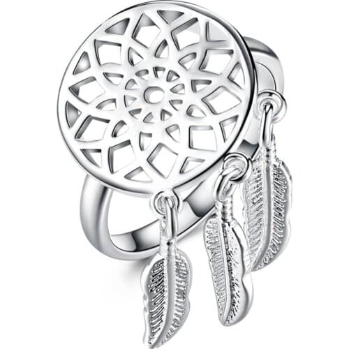 Hot selling sterling silver jewelry luxury jewelry romantic sweet series feather ring charm girl elegant ring to the dance