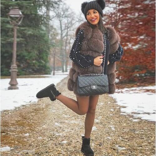 Fursarcar Real Natural Fur Vest Women Luxury Waistcoat Short sleeveless Fur Coat Jas Warm Jacket Vestwoman Winter Fur Vest