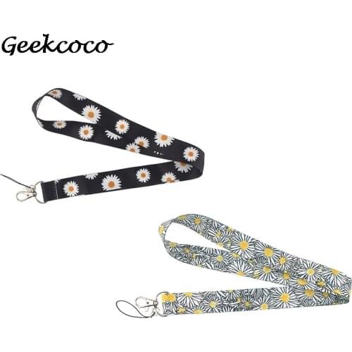 10pcs/lot J1643 Cartoon Daisy Flower Neckneck Lanyard Key ID Card Gym Mobile Phone Strap Multifunction Mobile Phone Decoration