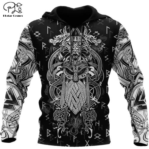 2020Newest Viking God Odin Tattoo Warrior Retro NewFashion Streetwear Unisex 3DPrint Men/Women Pullover Casual Funny Hoodies A10