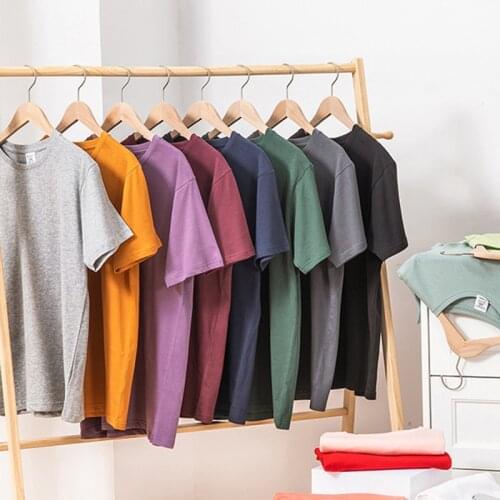 23Colors High Quality Summer T-Shirts Men Cotton Drop Tshirt Male Solid Short Sleeve Female Plain Tee Shirt Women Basic Tops