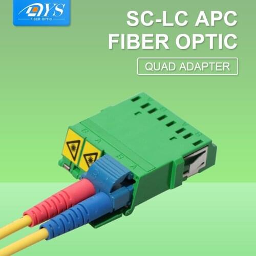5pcs LC-SC APC Fiber Optic Quad Adapter Singlemode Simplex Fiber Optical Coupler Connector Wihout Flange