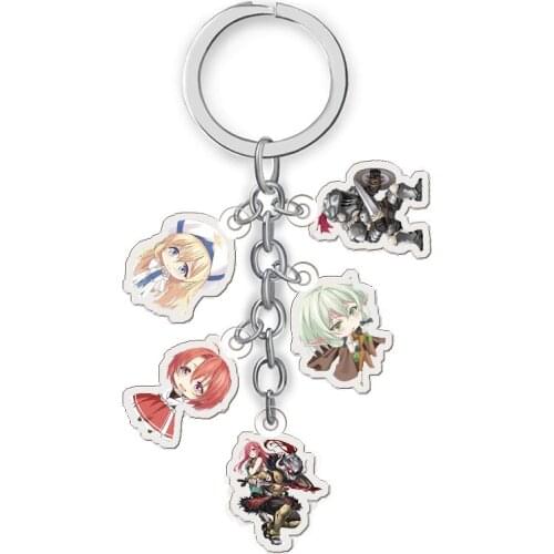 5 In 1 Anime Goblin Slayer Acrylic Keychain Toy Figure Priestess Bag Pendant Double Sided Key Ring Gifts