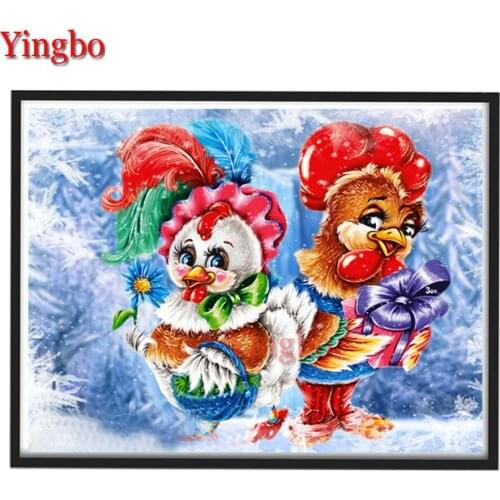 5d Diamond Embroidery Full Drill Square Christmas Rooster Diamond Painting Cross Stitch Set Mosaic navidad Gift Handicraft