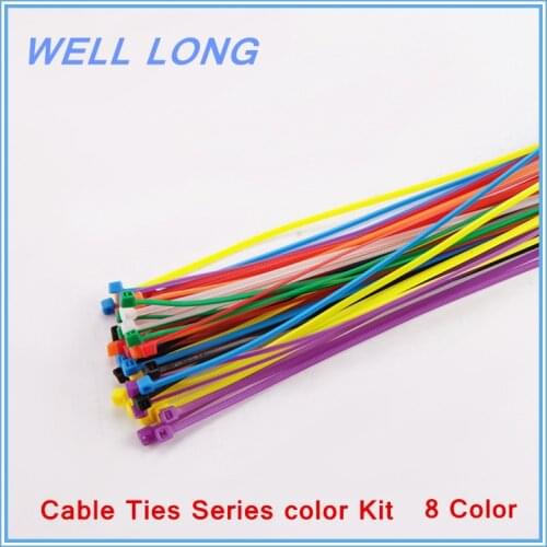 800pcs/lot 3*250mm Nylon Wire Cable Zip Ties, Cable Ties,Cable Ties Series color Kit,Black Red Orange Yellow Green Blue Purple