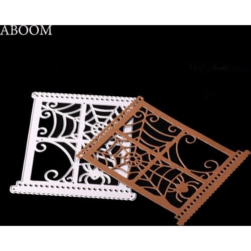 ABOOM 1PC Frame Spider Net Carbon Steel Die Cut Embossing Folder Silver Metal Steel Scrapbooking Album Decorative Cutting Dies