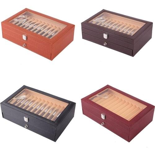 AO44 24 Pen Fountain Wood Display Case Holder Wooden Pen Box Storage Collector Organizer Box