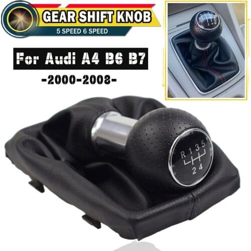 Car Accessories 5 6 Speed Gear Shift Knob Stick Lever HandBall Leather Gaiter Boot Cover For Audi A4 8E B6 B7 2000-2008