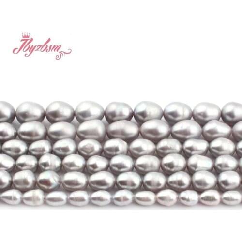 5-6,7-8,8-9,10-11mm Oval Gray Freshwater Pearl Loose Beads Natural Stone Beads For Necklace Bracelets Jewelry Making Strand 15"