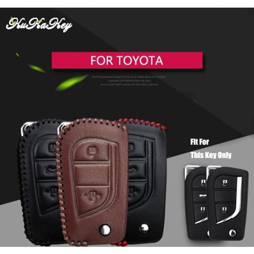 Genuine Leather Car Smart Key Case Cover For Toyota Chr C-hr RAV4 Crown Corolla Prius Camry Avensis Rezi 2&3 Buttons Key Shell