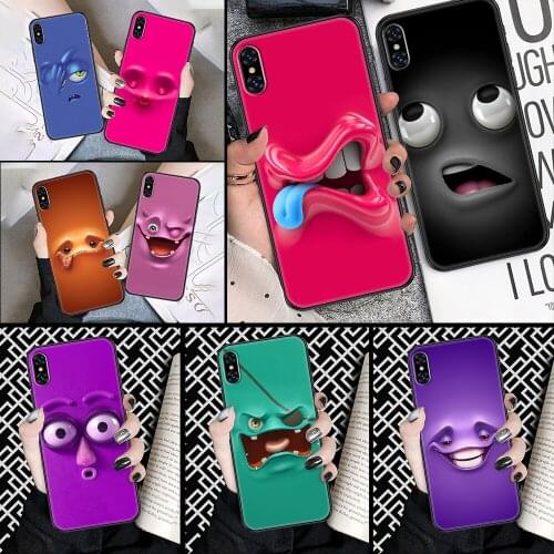 Cartoon Funny Face Phone Case Cover Hull For iphone 5 5s se 2 6 6s 7 8 12 mini plus X XS XR 11 PRO MAX black trend shell luxury