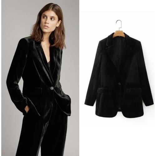 Black Velvet Single Button Blazer Mature Young Woman Office Casual Blazer Suit New Fashion Temperament Suit Work Formal Clothes