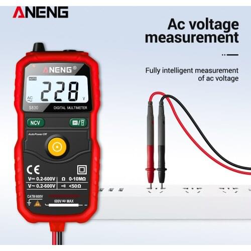 S830 True RMS Digital Multimeter Smart Multimeter Measuring DC/AC Voltage Meter Resistance Tester with LCD Display