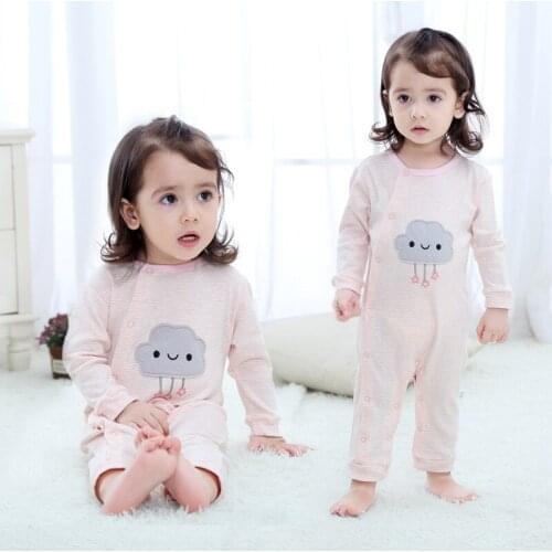 FEERIJT Baby Clothes Pink Cotton Romper for Girls Boys 2019 Newborn Jumpsuit Infant Pajamas Cartoon Spring One-piece Suit Baby