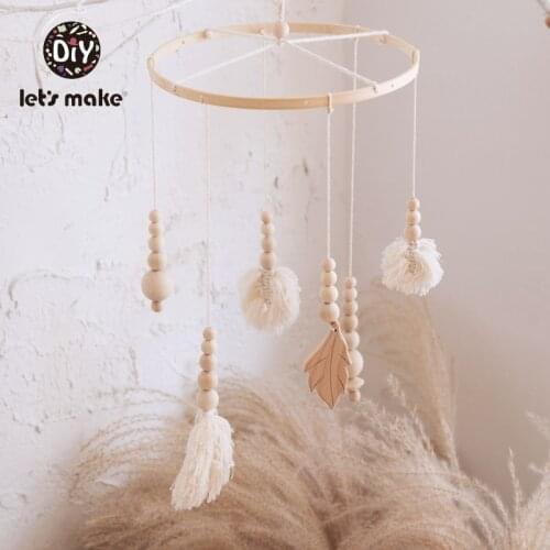 Lets Make Baby Toys Mobile On The Bed Tassel Leaves Knitting Developmental Educational Dreamcatcher Soft Rattles For Newborns