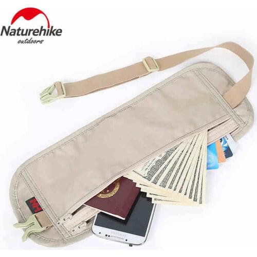 Naturehike Travel Pouch Waist Pack Bag Slim Money Belt for Keeping Your Cash, Credit Card, Passport, Phone Safe When Traveling