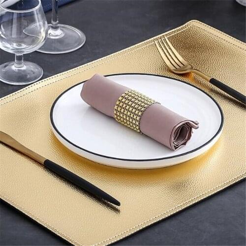 Double Leather Placemats Solid Color Non Slip Table Mat Waterproof And Oilproof Table Pads Kitchen Accessories