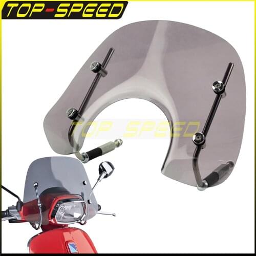 Smoke Front Scooter Windscreen Windshield Flyscreen Wind Screen Deflector Protector Motorcycle For VESPA LX150 LX50 2005-2014