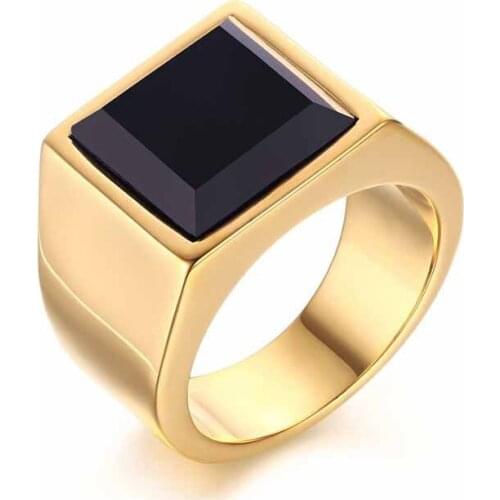 EAMIOR Mosaic Nature Black Titanium Steel Gold Wedding Men Ring Anniversary Souvenir Exquisite Valentine Christmas Gift Jewelry
