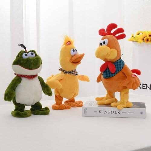 Electronic Mania Chicken Duck Frog Can Sing Scream Plush Toys Cartoon Doll Stuffed Toy Christmas Birthday Gift For Children