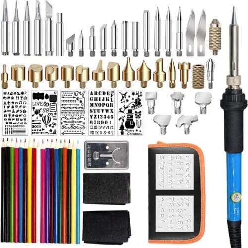 71PCS Pyrography Electric Soldering Iron Adjustable Temperature Engraving Heat Transfer Welding Tool Color Lead Painting