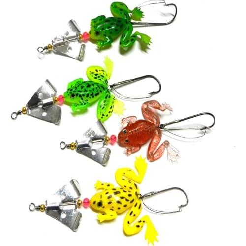 HENGJIA 4 colors soft frog spinner bait hot importers silicone frog shaped road bait 8cm 6.2g fishing gear bionic sequins Lure
