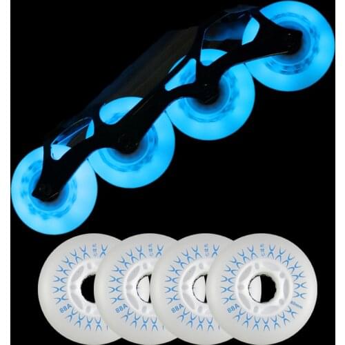 8pcs 88A Flash Inline Skateing Wheels With Magnetic Core Bearing Led Lighting Slalom Free Sliding Roller For SEBA Patines Tires
