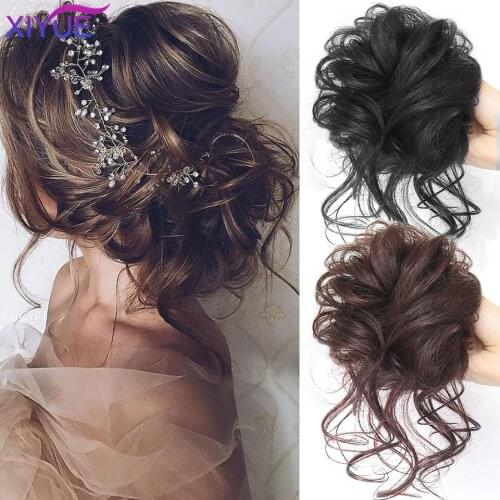 XIYUE Messy Bun Hair Piece Scrunchy Hair Bun Women Chignon Synthetic Hair Hair Band Donut Wrap Ponytail Extension For Women