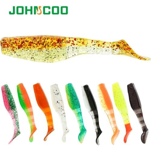 JOHNCOO Soft Bait Fishing Lure 6g 10g Soft Worm Silicone Artificial Double Color Baits Wobblers Carp Fishing Soft Lures