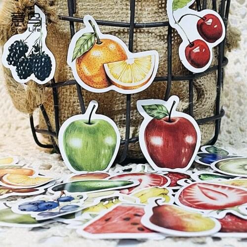 45 Pcs Boxed Stickers All Kinds of Fruit Creative Handbook Album Decoration DIY Sealing Sticker