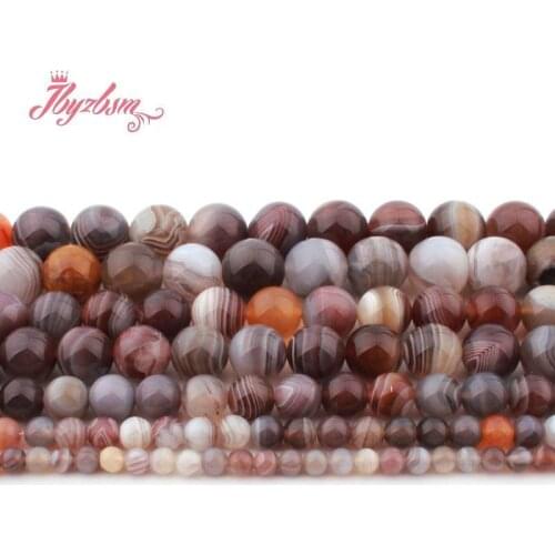 Natural Botswana Agates Smooth Round Multicolor Spacer Loose Stone Beads For DIY Necklace Bracelet Jewelry Making Strand 15"