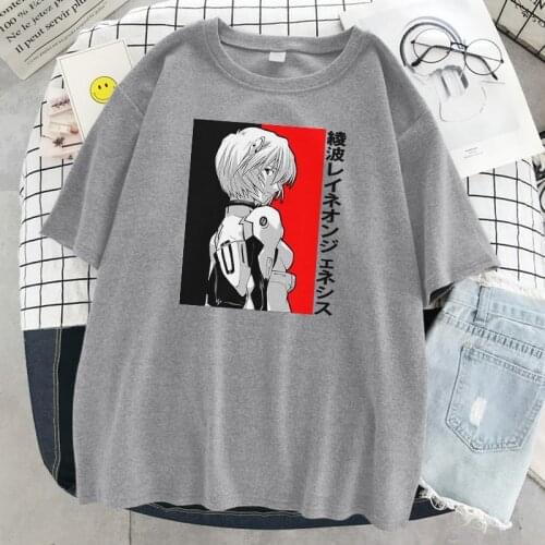 Cartoons Anime Ayanami Rei Printing New Womens T Shirt Harajuku Loose Casual T-Shirt Soft Tops Fashion Crewneck Women T Shirts