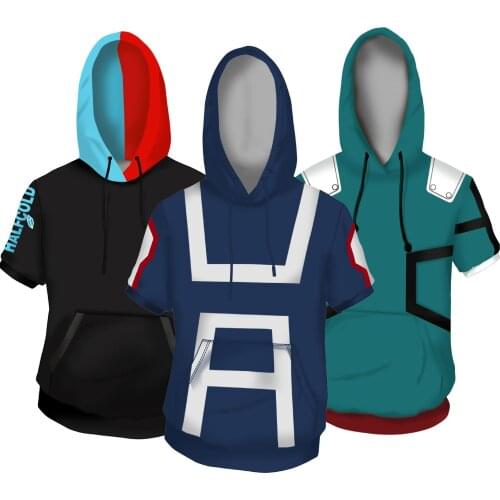 New Short Sleeve Anime Boku No My Hero Academia cosplay costume Hoodie Cosplay Hooded Sweatshirt Jackets