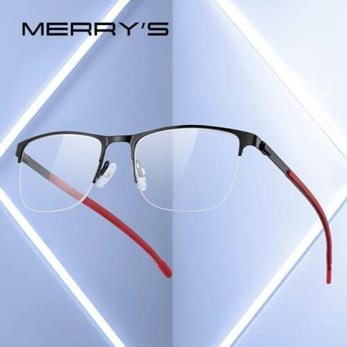 MERRYS DESIGN Men Classic Titanium Alloy Optical Glasses Frames Half Frame Eyeglasses Male Ultralight Square S2363