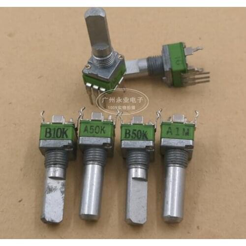 Original New 100% RK097N vertical bent foot single adjustable potentiometer with stepping B10K B50K A50K (SWITCH)