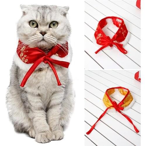 Pet Collar Cute Chinese Style Adjustable Dog Bowtie Pet Scarf for New Year Pet accessories