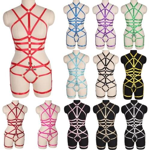 Harajuku Spandex Suspender Set For Women Harness Body Leg Garter Sword Belt Goth Garters Sexy Bondage Cage Bra Strap Lingerie