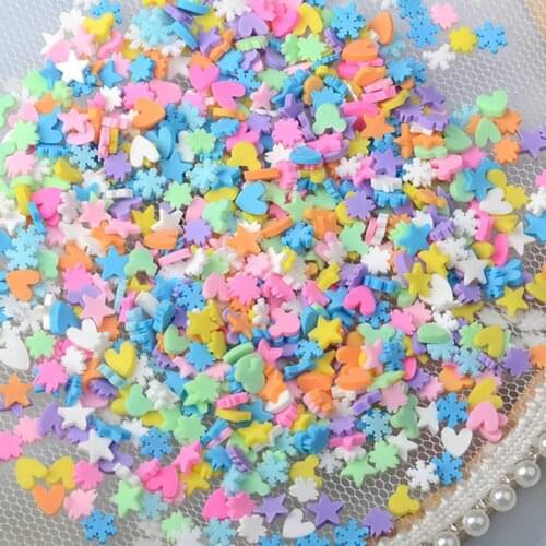 50/100g Stars/Heart Polymer Clay Flake DIY Craft Supplies Basteln Phone Shell Decor Materials Earrings Hair Accessories