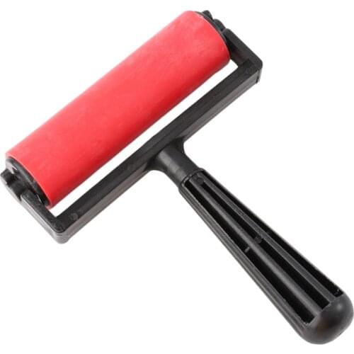 10cm Printmaking Rubber Roller Soft Brayer Craft Projects Ink and Stamping Tools (Red)