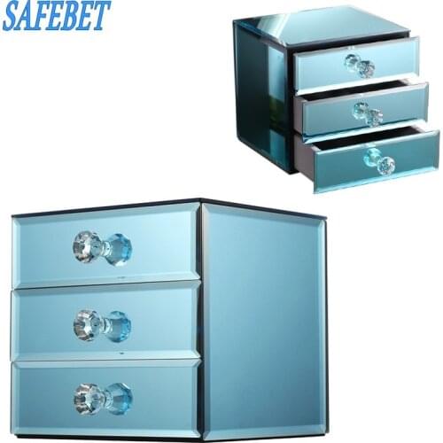 SAFEBET Brand Knight Crystal Glass Jewelry Perfume Storage Box Creative Luxurious Organizers Jewelery Ring Perfume Home Storage