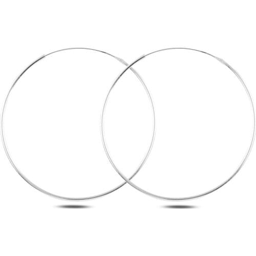 Silver 925 Sterling 45mm Simple Ring Earrings