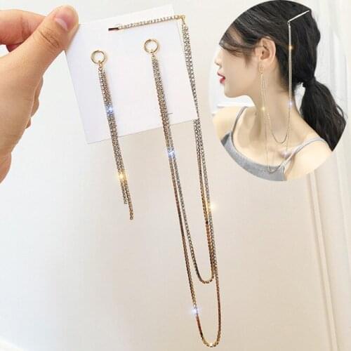 Korea Fashion Rhinestone Earrings With Hairpin Or Brooch Summer Temperament Long Tassel Earrings Personality Pearl Earrings