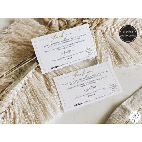 Business thank you card template, mini thank you, Order insert card, thank you for your purchase, Instant Download