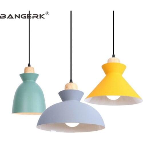 Nordic Loft Industrial Decor LED Pendant Lamp Modern Wood Iron Pendant Lights Dining Room Hanging Light Home Lighting Fixtures